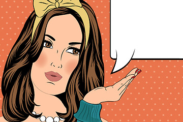 Image showing Pop Art illustration of woman with the speech bubble