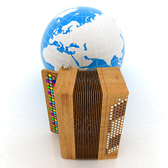 Image showing Musical instrument - retro bayan and Earth