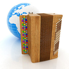 Image showing Musical instrument - retro bayan and Earth