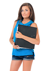 Image showing Girl with folders