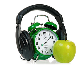 Image showing Clock with headphones