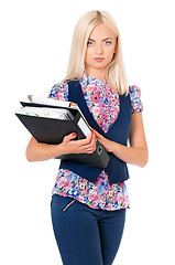 Image showing Woman with folders