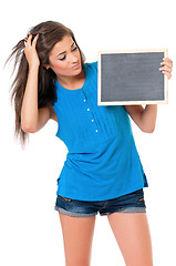 Image showing Girl with blackboard