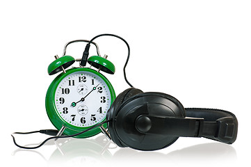 Image showing Clock with headphones