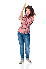 Image showing Girl with baseball bat