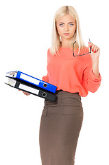 Image showing Woman with folders