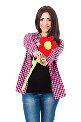 Image showing Girl with flower