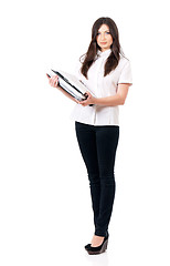 Image showing Girl with folders