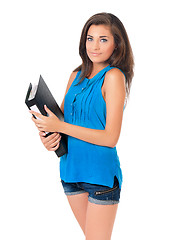 Image showing Girl with folders