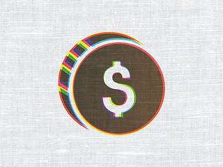 Image showing Banking concept: Dollar Coin on fabric texture background