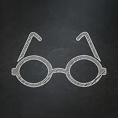 Image showing Science concept: Glasses on chalkboard background