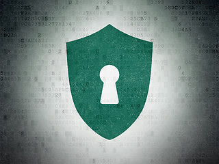 Image showing Protection concept: Shield With Keyhole on Digital Paper background