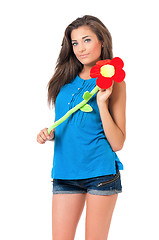 Image showing Girl with big flower