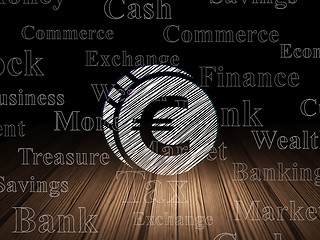 Image showing Money concept: Euro Coin in grunge dark room