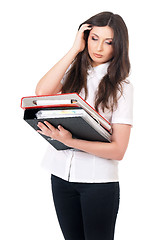 Image showing Girl with folders