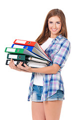 Image showing Girl with folders