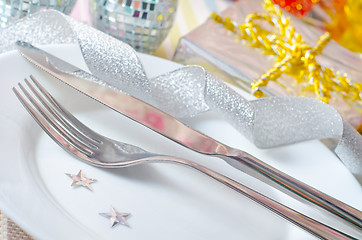 Image showing place setting for christmas with star