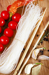 Image showing raw rice noodle and aroma spice