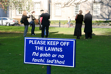 Image showing Keep off the lawn
