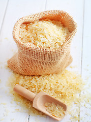Image showing Raw rice on the table, portion of the raw rice