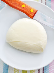 Image showing fresh cheese on the white plate