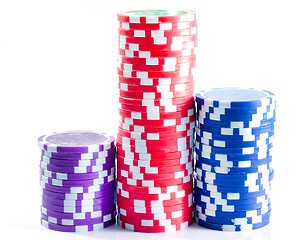 Image showing Chips for poker isolation on white background