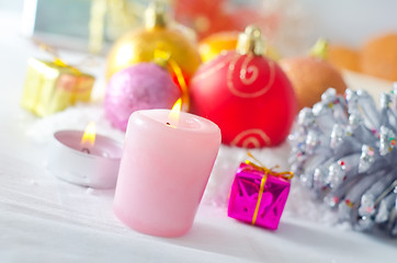 Image showing Candle and christmas decoration