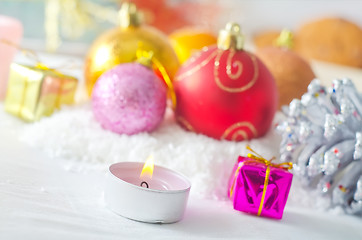 Image showing Candle and christmas decoration