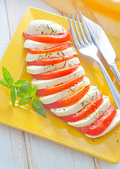 Image showing caprese, fresh salad with tomato and mozzarella