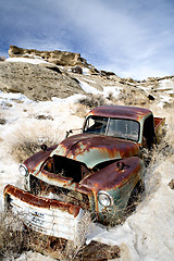 Image showing abandoned car in snow