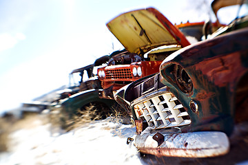 Image showing old cars at junkyard