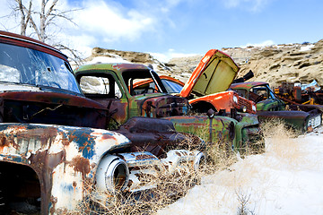 Image showing old cars at junkyard