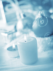 Image showing Candle and christmas decoration