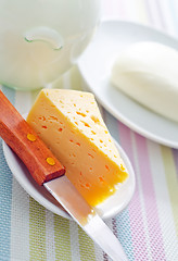 Image showing fresh cheese on the white plate