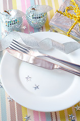 Image showing place setting for christmas with star