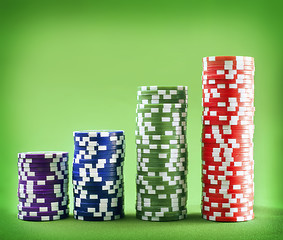 Image showing Chips for poker on the green background