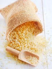 Image showing Raw rice on the table, portion of the raw rice