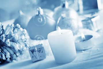 Image showing Candle and christmas decoration