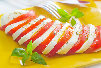 Image showing caprese, fresh salad with tomato and mozzarella