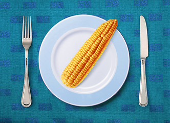 Image showing corn on white plate