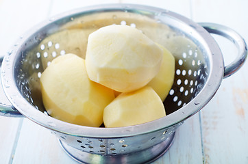 Image showing raw potato in the metal bowl