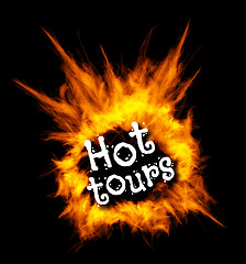 Image showing Hot tours. Concept vector illustration with fire.