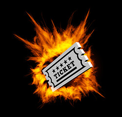 Image showing Burning ticket. Vector illustration with fire 