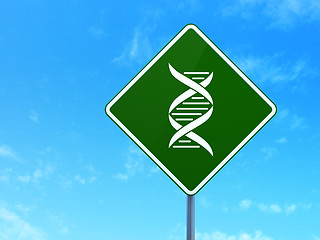 Image showing Science concept: DNA on road sign background