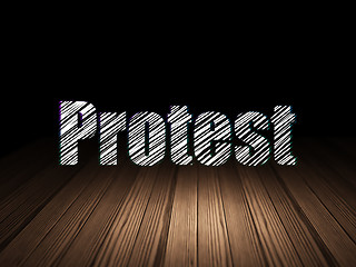 Image showing Political concept: Protest in grunge dark room