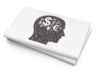 Image showing Learning concept: Head With Finance Symbol on Blank Newspaper background