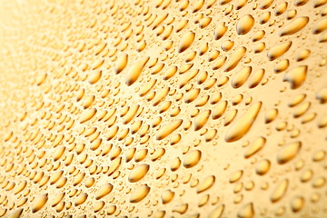 Image showing water drops background on gold