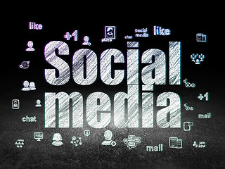 Image showing Social media concept: Social Media in grunge dark room