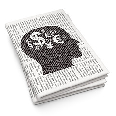 Image showing Studying concept: Head With Finance Symbol on Newspaper background