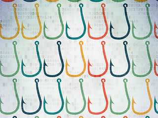 Image showing Safety concept: Fishing Hook icons on Digital Paper background